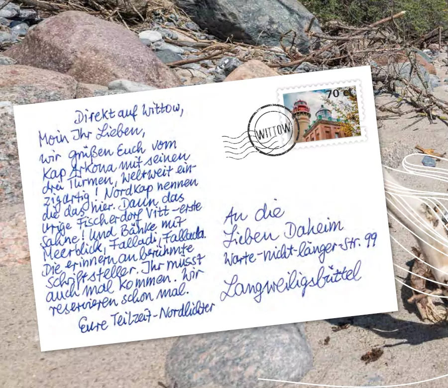 Postkarte - Handschrift - Wittow Rügens wild romantischer Norden